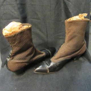 RAVE STEAMPUNK ANTIQUE Boots Victorian HI - TOP BUTTON UP DRESS SHOES 2 TONE PAIR 5
