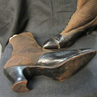 RAVE STEAMPUNK ANTIQUE Boots Victorian HI - TOP BUTTON UP DRESS SHOES 2 TONE PAIR 6