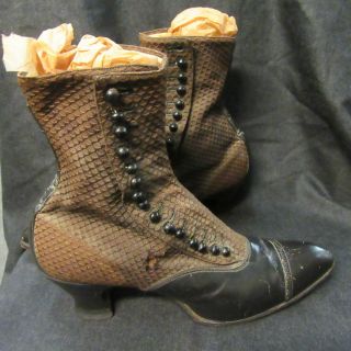 RAVE STEAMPUNK ANTIQUE Boots Victorian HI - TOP BUTTON UP DRESS SHOES 2 TONE PAIR 8