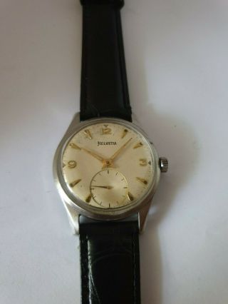Vintage 1950 ' s Swiss Made HELVETIA 17 Jewels cal.  H64 Watch 3