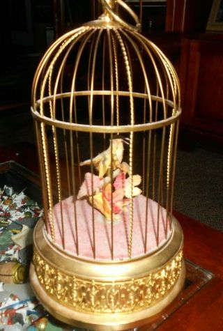 Antique Karl Griesbaum Automaton Singing Bird Cage Music Box Germany