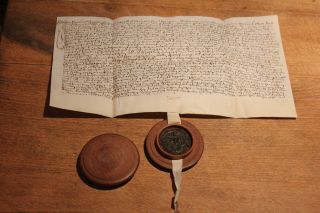 1646 Medieval Manuscript Parchment Document With One Wax Seal