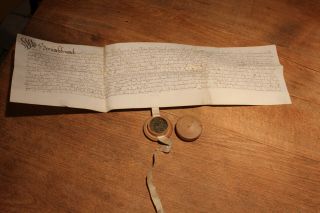 1645 Medieval Manuscript Parchment Document With One Wax Seal