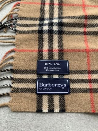 Burberrys Of London Classic Vintage Check 100 Wool Scarf 3