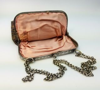 Antique 1910s 1920s Cut Steel & Seed Bead Bag Purse Silver Copper Gold Black 8