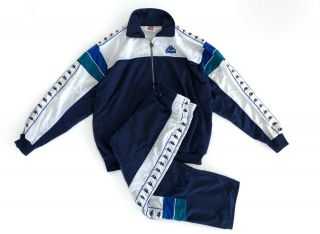 Rare Vintage Kappa Trackset Track Suit Jacket & Pants Navy Blue White Size Xl