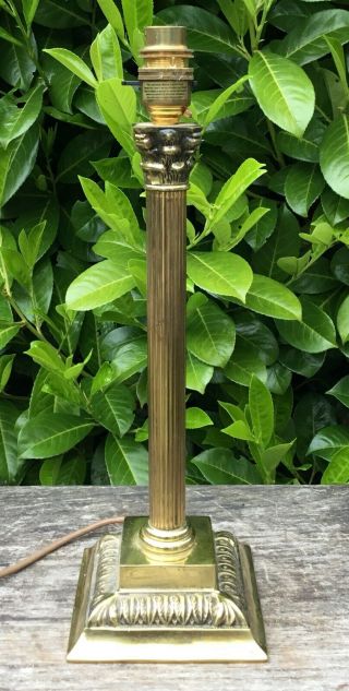 Vintage Brass Corinthian Column Table Lamp 13” Tall