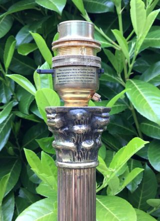 Vintage Brass Corinthian Column Table Lamp 13” Tall 3