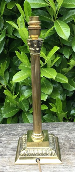 Vintage Brass Corinthian Column Table Lamp 13” Tall 6