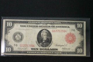 1914 Federal Reserve Note Chicago Rare Red $10 Seal Burke Mcadoo Circulated