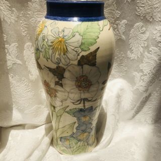 Art Studio Clay Floral Vase Signed Davila Brodsky 1976 Rabbit Artworks 11 " Rare