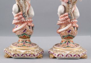 Pair Antique 19thC Italian Capodimonte Porcelain,  Winged Griffins Figurines 5