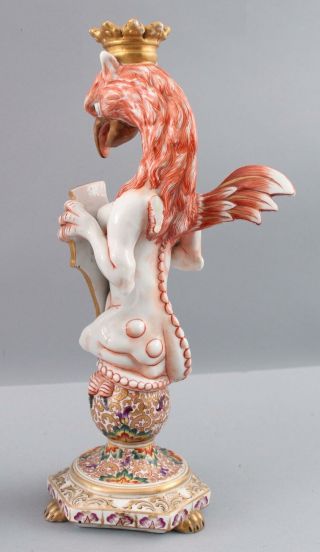 Pair Antique 19thC Italian Capodimonte Porcelain,  Winged Griffins Figurines 8