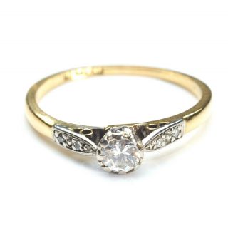 Art Deco 18ct Gold Platinum Diamond Ring Antique Diamond & 18k Gold,  Uk L.  Us 5 ½