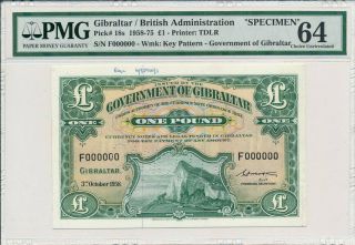 Government Of Gibraltar Gibraltar 1 Pound 1958 Specimen,  Rare Pmg 64