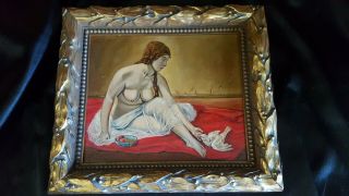Don L Decker Nude Women Painting Canvas Board Gold Wood Ornate Frame