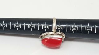 Vintage Sterling Silver Red Coral band Ring size 8 3