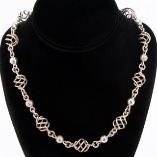 Vtg Sterling Silver - Mexico Taxco Spiral Bead Chain Link 23 " Necklace - 63.  5g