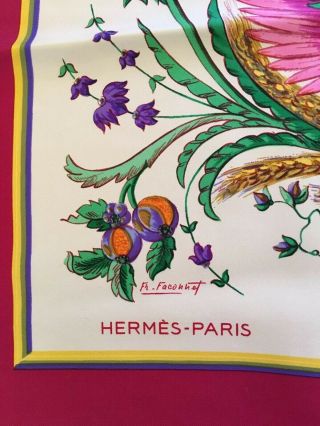 Hermes Carre 90 Scarf Stole LE BAL DES OISEAUX Bird Animal Silk Woman Rare 3