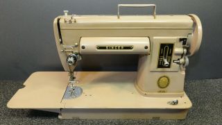 Vintage Singer 301A Sewing Machine Long Bed w/Case Buttonholer Zigzagger & MORE 2