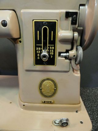 Vintage Singer 301A Sewing Machine Long Bed w/Case Buttonholer Zigzagger & MORE 3