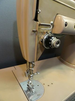 Vintage Singer 301A Sewing Machine Long Bed w/Case Buttonholer Zigzagger & MORE 4