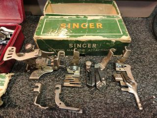 Vintage Singer 301A Sewing Machine Long Bed w/Case Buttonholer Zigzagger & MORE 9