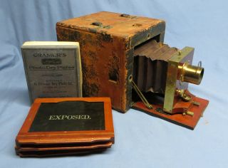 Rare Antique Rochester Optical / Premier Folding 4x5 Camera W/film Holders Gc