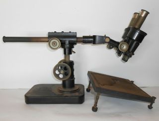 Big Rare Carl Zeiss Jena Antique Binocular Microscope Nr.  140544 W/box Make Offer