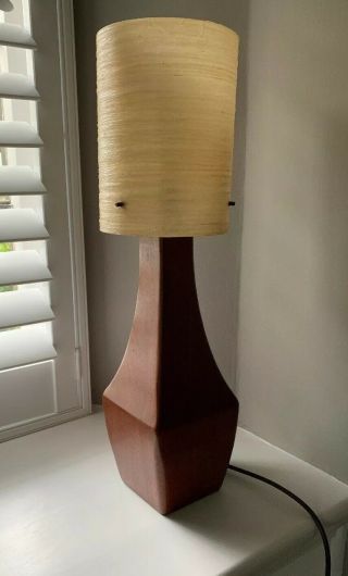 1960s Vintage Retro Mid Century Modernist Teak Table Lamp Base Fibreglass Shade