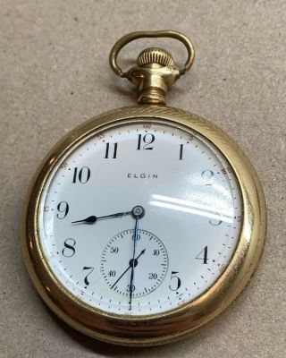 Vintage Elgin Pocket Watch 12s 15j W/ Dueber Special Case Running Great Cond