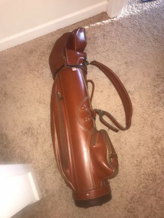 Hot Z Vintage Leather Golf Bag With Cover,