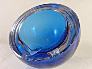 Rare Vintage Saint Louis France Oblique Blue Crystal Ashtray