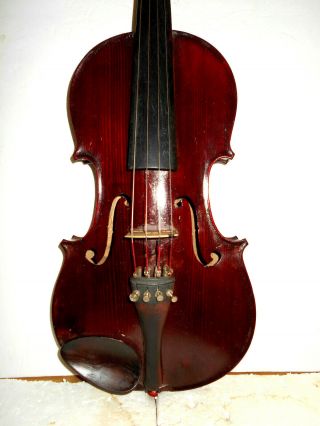 Antique Old Vintage French " Medio Fino " 2 Pc.  Back Full Size Violin -