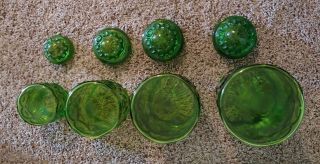 Vintage LE Smith Green Moon and Stars 4 - PC.  Glass Canister Set w/ Lids 4
