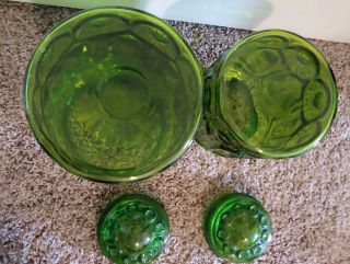 Vintage LE Smith Green Moon and Stars 4 - PC.  Glass Canister Set w/ Lids 5