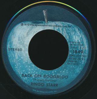 Beatles Orig.  Rare 1972 Ringo Starr " Back Off Boogaloo " Blue Tint Label 45 Nm