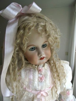 Stunning Antique Off - White/pink Dress For A 25/26/27 " Jumeau,  Bru,  Bebe Doll