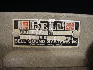 Vintage Bell Sound Systems Mono 6L6 push - pull Vacuum Tube Amplifier 3725A 1940 ' s 5