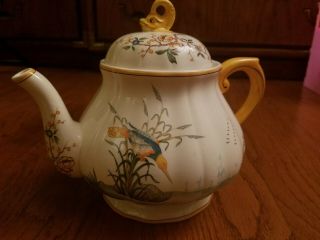 Very Rare Gien Of France " Caraibes " Porcelain Teapot With Lid