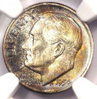 1950 Roosevelt Dime 10c - Certified Ngc Ms67 Ft - Rare In Ms67 Fb - $300 Value