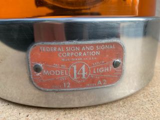 Vintage Federal Signal Model 14 Beacon Power Light AMBER 12V Series 7
