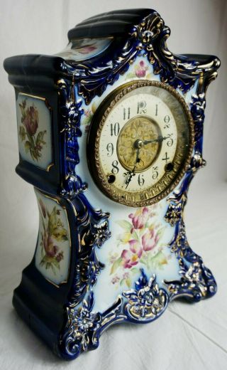 Antique Vintage Kroeber Shelf Clock China No.  26 Royal Bonn Style Gilbert