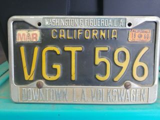Los Angeles California Downtown L.  A.  Volkswagen Vintage License Plate Frame