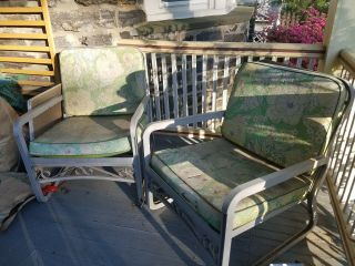3 Vintage Bunting Aluminum Porch Patio Glider Chairs.  Midcentury.  Set Of 3.