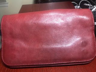 Vintage Levenger Full Grain Leather Red Clutch Unisex Wallet 7x4
