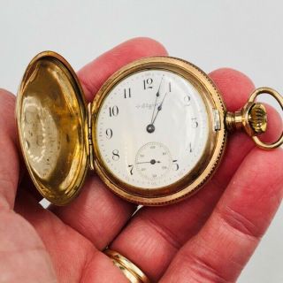 Antique 1901 Elgin Gold Filled Hunter Case Pocket Watch 7 Jewel Sz 6s Runs