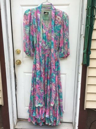 Diane Freis Vintage Silk Dress 1980 