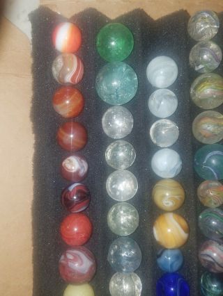 Vintage Handmade German Marbles1 of a kind with vintage marble game players bag 12