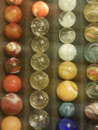 Vintage Handmade German Marbles1 of a kind with vintage marble game players bag 8